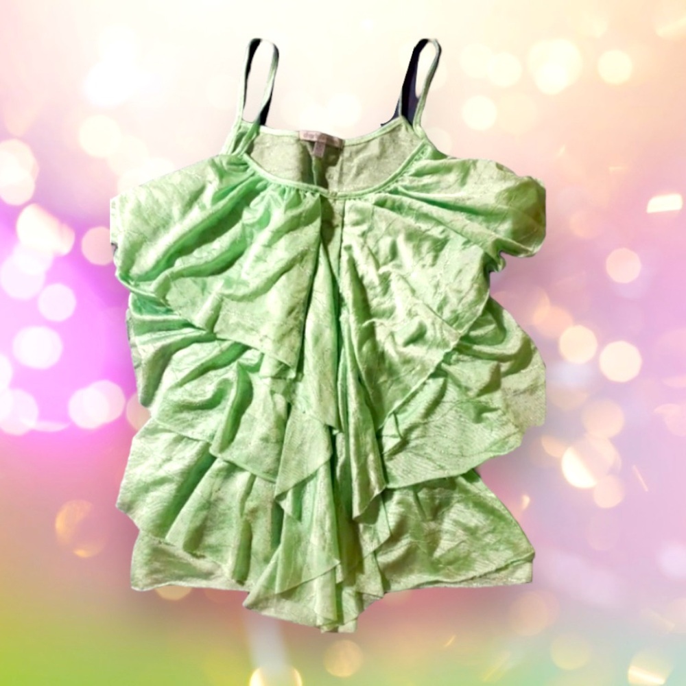 CHARLOTTE RUSSE Pastel Green Ruffle Spaghetti Strap Top